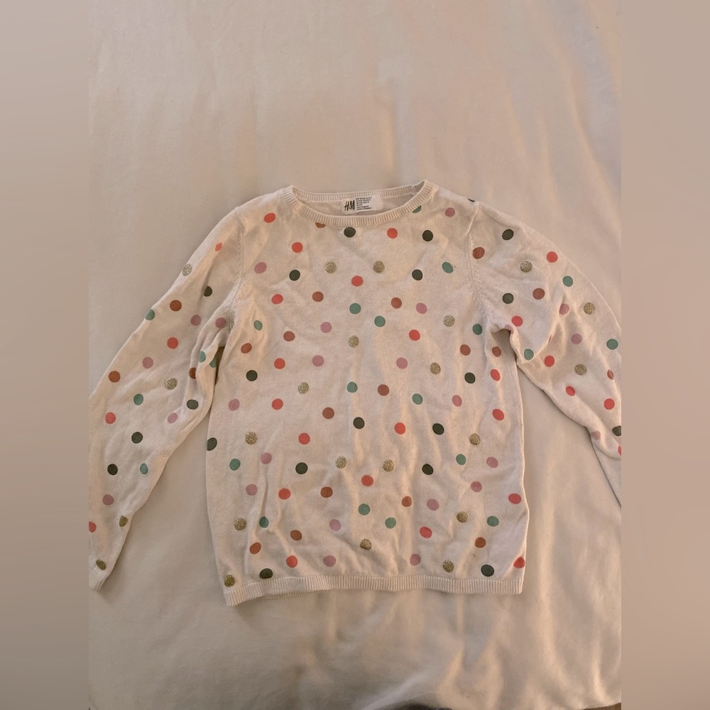 H&M Girls polka dot pullover sweater.